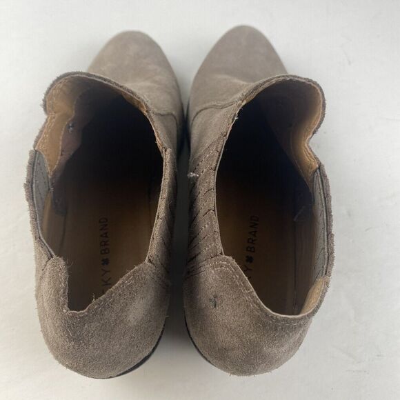 Lucky Brand Ankle Boot, Women's Folley Light Taupe Suede Leather Ankle Boot Sz 9 - Picture 15 of 16